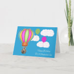 誕生日からSONへのグリーティングカード カード<br><div class="desc">カラフルの青い空に浮かぶ愛らしいアライグマのハッピーバースデーを、ふわふわの白い雲の前にマゼンタと緑の風船を浮かべた熱い風船を、息子さんにお願いします。</div>
