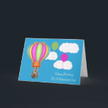誕生日からSONへのグリーティングカード カード<br><div class="desc">カラフルの青い空に浮かぶ愛らしいアライグマのハッピーバースデーを、ふわふわの白い雲の前にマゼンタと緑の風船を浮かべた熱い風船を、息子さんにお願いします。</div>