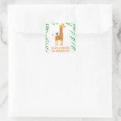 誕生日かわいいキリン&バードお洒落パーティー スクエアシール (バッグ)