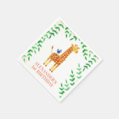 誕生日かわいいキリン&バードお洒落パーティー スタンダードカクテルナプキン (角)