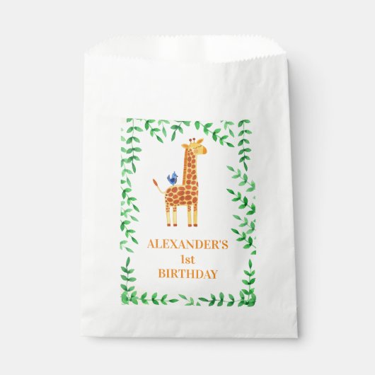 誕生日かわいいキリン&バードお洒落パーティー フェイバーバッグ (正面)