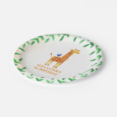 誕生日かわいいキリン&バードお洒落パーティー ペーパープレート (アングル)