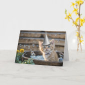 誕生日かわいいジンジャーイエローオレンジキットンパーティー カード (黄色い花)