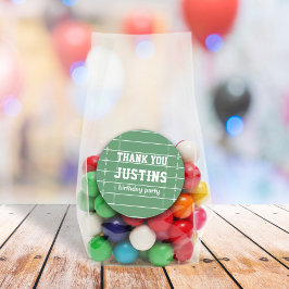 誕生日かわいいスポーツサッカーフィールドありがとうありがとう ラウンドシール