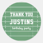 誕生日かわいいスポーツサッカーフィールドありがとうありがとう ラウンドシール (正面)