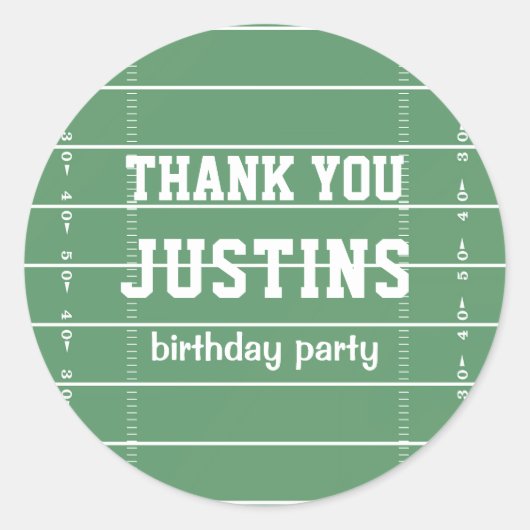 誕生日かわいいスポーツサッカーフィールドありがとうありがとう ラウンドシール (正面)