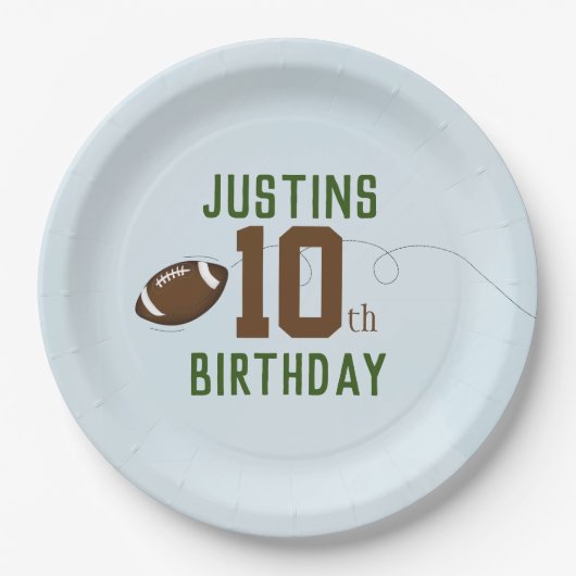誕生日かわいいスポーツサッカー番号パーティー ペーパープレート (正面)