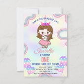 誕生日かわいいレインボーユニコーンパーティーfor Girls サンキューカード (正面)