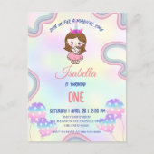 誕生日かわいいレインボーユニコーンパーティーfor Girls ポストカード (正面)
