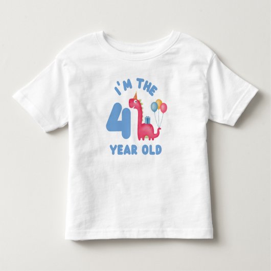 誕生日かわいい恐竜 – 4歳 トドラーTシャツ (正面)