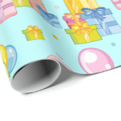 誕生日かわいい漫画フラミンゴ ラッピングペーパー (ロールコーナー)