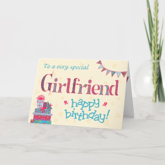 誕生日かわいらしのカード、贈り物の束 カード (正面)