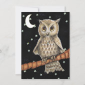 誕生日かわいらしアウルブルーネックレススターズムーン 招待状 (裏面)