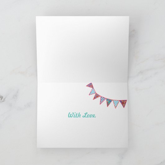 誕生日かわいらしカードおばさん、バンティング、ギフト カード (内部)