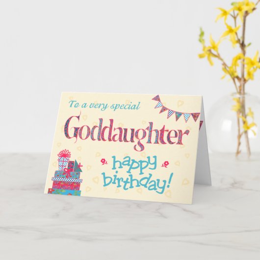 誕生日かわいらしカードのゴド娘、バンティング、ギフト カード (黄色い花)