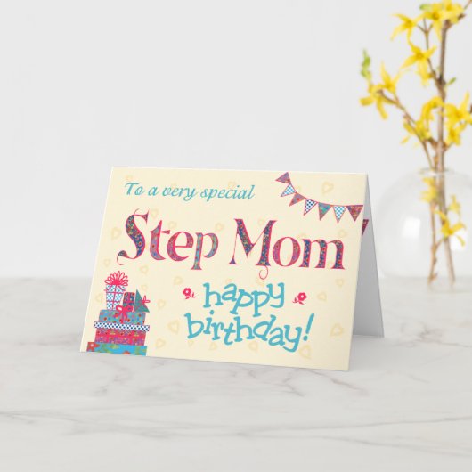 誕生日かわいらしカード(ステップママ用),バンティング用,ギフト用 カード (黄色い花)