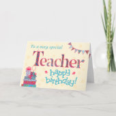 誕生日かわいらしカード(先生、バンティング、ギフト用) カード (正面)