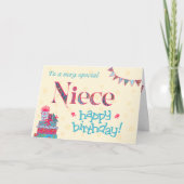 誕生日かわいらしカード(姪用)、バンティング、ギフト用 カード (正面)