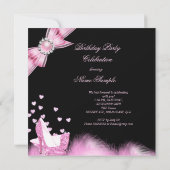 誕生日かわいらしパーティーグリッターピンクハイヒール2 招待状 (裏面)