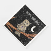 誕生日かわいらしブラウンアウルパープルクリスタルムーンスター (コーナー)