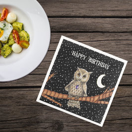 誕生日かわいらしブラウンアウルパープルクリスタルムーンスター