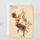 誕生日かわいらし、スイングの女、ヴィンテージ シーズンカード (正面)
