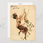 誕生日かわいらし、スイングの女、ヴィンテージ シーズンカード (正面/裏面)
