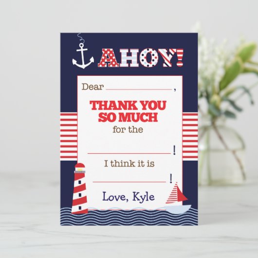 誕生日がお航海の礼のメモを記入します サンキューカード (スタンド正面)