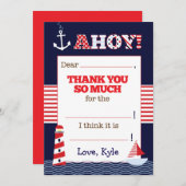 誕生日がお航海の礼のメモを記入します サンキューカード (正面/裏面)