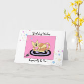 誕生日がマットの上で猫を願う カード (黄色い花)