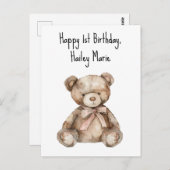 誕生日くまのぬいぐるみ オーダーメイド ポストカード (正面/裏面)
