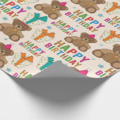 誕生日くま ラッピングペーパー (角)
