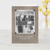 誕生日さよなら年おもしろい、ヴィンテージカード カード (黄色い花)