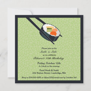 誕生日すしパーティーフラット招待状 招待状
