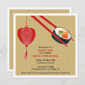 誕生日すしパーティーフラット招待状 招待状 (正面/裏面)