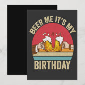 誕生日だからビール買ってよ！おもしろい夕焼けヴィンテージギフト 招待状 (正面/裏面)