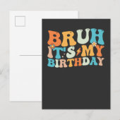 誕生日だぜ、ファンキーでレトロな感じ インビテーションポストカード (正面/裏面)