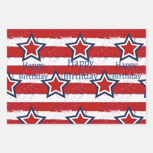 誕生日とアンクル・サム ラッピングペーパーシート (正面)