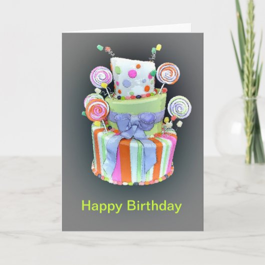 誕生日とケーキ カード (正面)