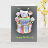 誕生日とケーキ カード (黄色い花)