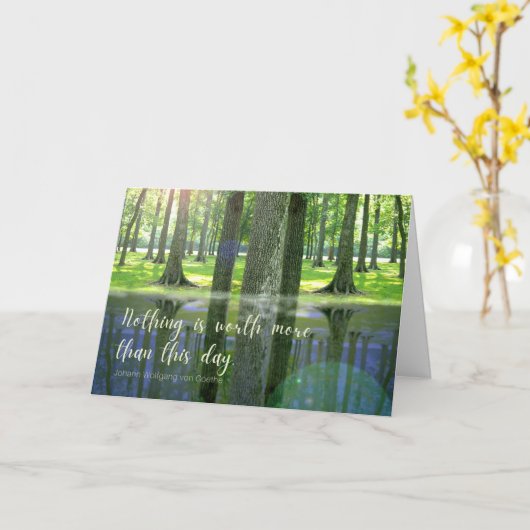 誕生日とゲーテ引用文サンライトと森 カード (黄色い花)