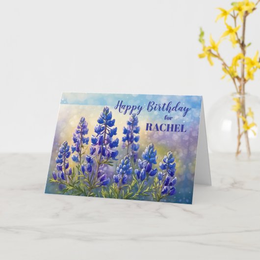 誕生日とテキサス州ブルーボネット絵を描ズ カード (黄色い花)