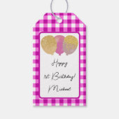 誕生日とピンクジンガム&バルーンおめでとう ギフトタグ (正面)