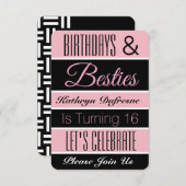 誕生日とベスティーズ誕生日パーティーの招待 招待状 (正面/裏面)