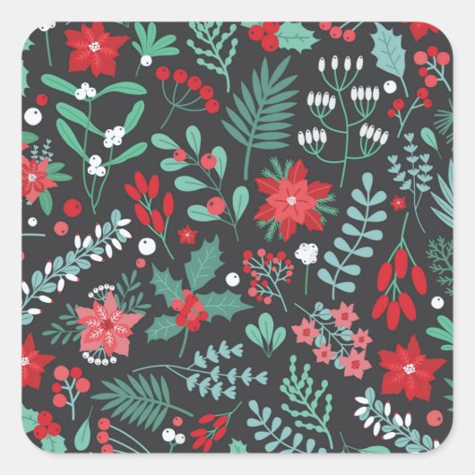 誕生日とメリーハッピークリスマス スクエアシール (正面)