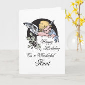 誕生日とヴィンテージ宗教的エンジェル カード (黄色い花)