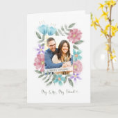 誕生日と妻カスタムの写真の水の色の花 カード (黄色い花)