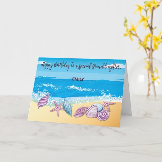 誕生日と孫娘パーソナライズされた カード (黄色い花)