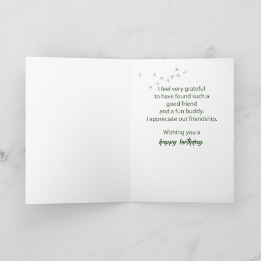 誕生日と木の相棒の友人の風景 カード (内部)