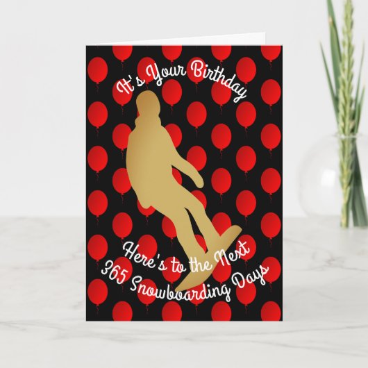 誕生日と次の365のスノーボード日 カード (正面)